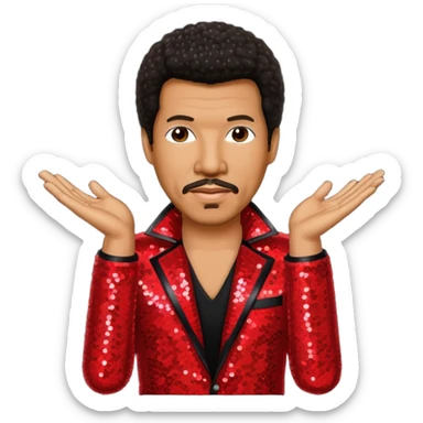 Lionel Richie with dark brown hair, red sequin outfit  sticker
