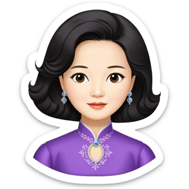 Teresa Teng famous Chinese singer with classic hairstyle, chest up portrait sticker