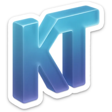 the letters KT with a fancy colorful gradient for the color with blue and purple, make it flat sticker
