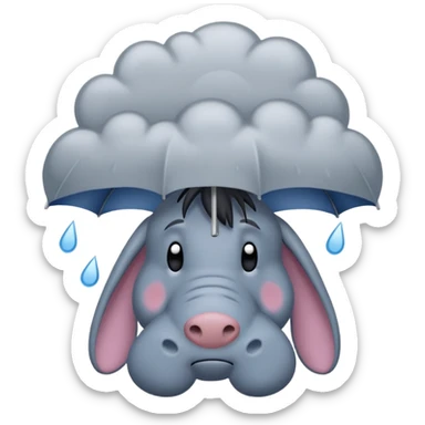 Eeyore under a raining cloud sticker