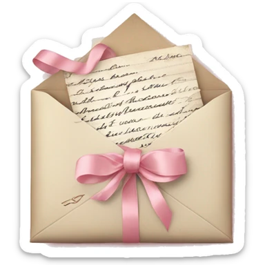 vintage love letters in envelope tied with a baby pink ribbon  sticker