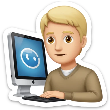 Erstelle mir ein Emoji der an einem Computer sitzt und dabei rum rülpst sticker