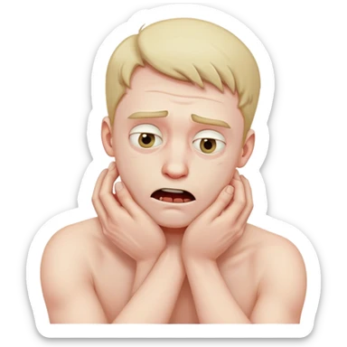 Man trying ti strangle himself by the neck with his hands sticker