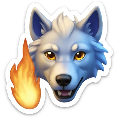 Blue flame wolf sticker