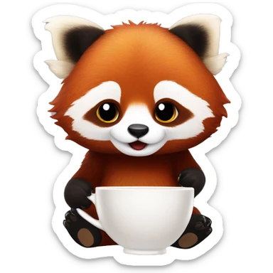red panda qui fait une pause café sticker