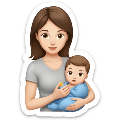 Light brunette fit mom with baby boy sticker