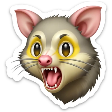Possum screaming mixed with emelting smiley face emoji sticker