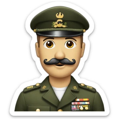 Militaire petite moustache et cheveux noir  sticker