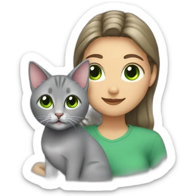 Cute gray cat with green eyes with gay woman sticker