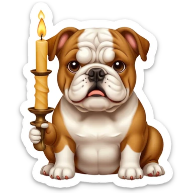 Bulldog with candle sticker
