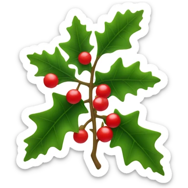 2 holly leaves with red berries underneath  sticker