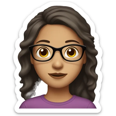 Girl with dark brown hair and brown eyes and glasses sticker
