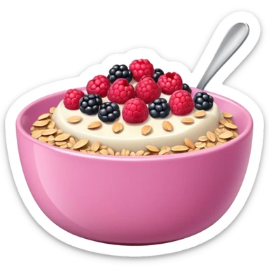 Pink yogurt bowl with oats and mixed berries  sticker