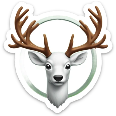 “Flying stag emoji with antlers, wings, and ice elements, blending Jägermeister and Red Bull energy.” sticker