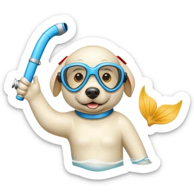 White labrador with snorkel and fins sticker