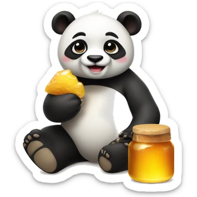 Cute panda with honey sticker