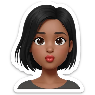 girl with black hair blowing a kiss sticker