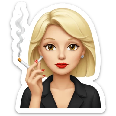 An old blonde diva smoking a cigarette sticker