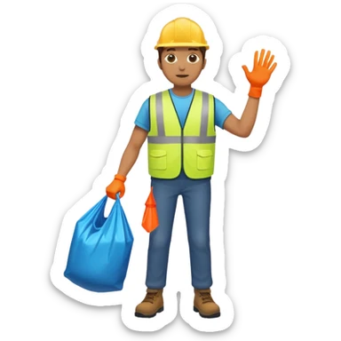 waste-management, neon safety vest, trash picker, cleaning up trash, full body sticker