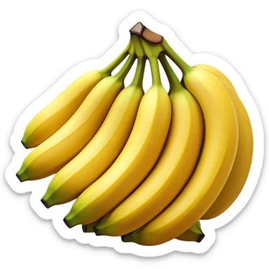 Cinematic bright yellow bananas, smooth peel with gentle curves, slightly ripened, stacked in a charming bunch, warm glowing background, soft and inviting. sticker