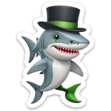 Shark with a top hat and green boots sticker
