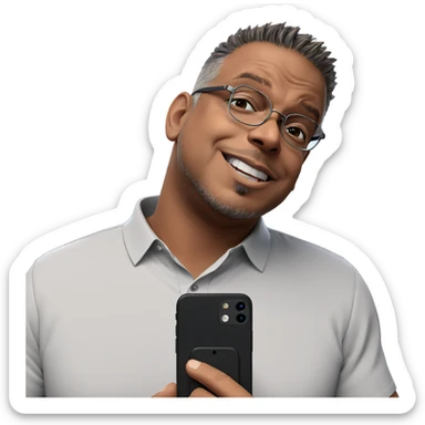 casual male with phone sticker