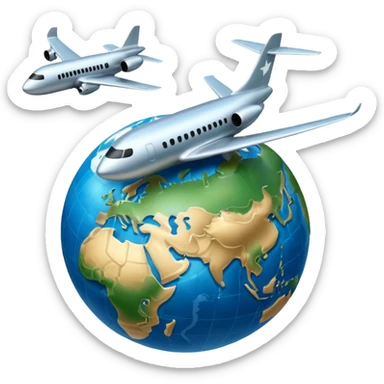 plane flying the globe sticker