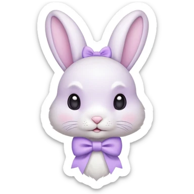Coquette white bunny with light pastel purple bow  sticker