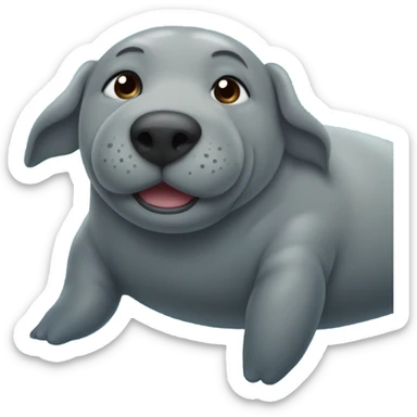 Dog riding a manatee  sticker