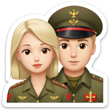 russian soldier with girl in love sticker