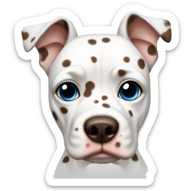Blue eyed White Pocket Bully with brown spots sticker
