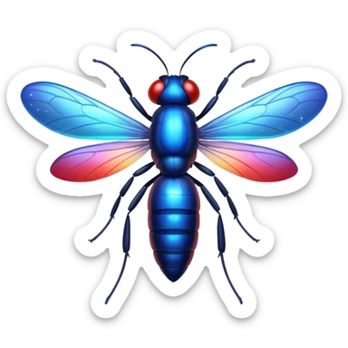 glitter red and blue firefly sticker