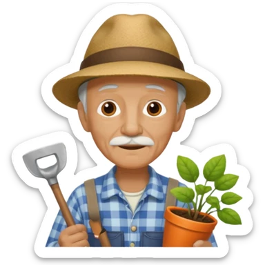 old man gardener  sticker