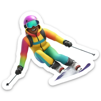 Skiing in snow sticker