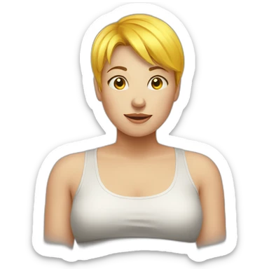 weight loss girl with yellow short hair sticker
