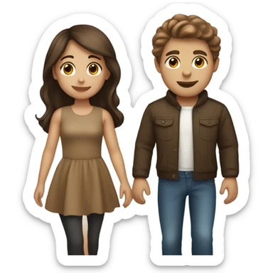 Brown haired girl and boy on a date sticker