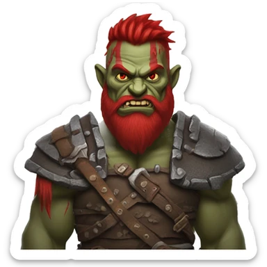 Berserker orc with red beard & red mohican sticker