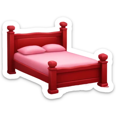 red Valentine’s Day bed with rose petals sticker