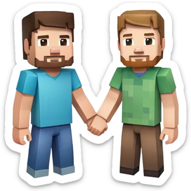 Minecraft Steve and Alex holding hands sticker