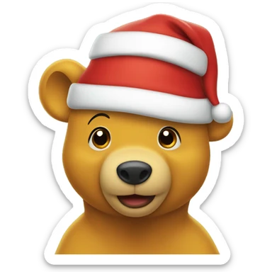 pooh bear in a santa hat sticker