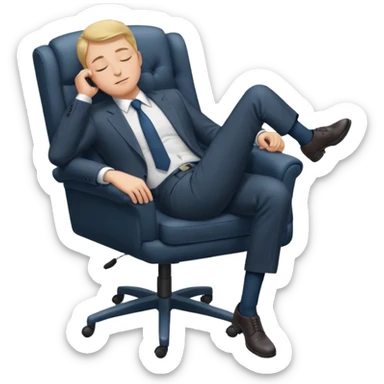 Boss sleeping in a chair with her legs up on the desk sticker