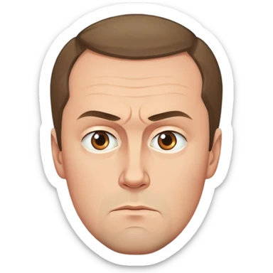portrait of Medvedev with a round face, serious and focused expression sticker