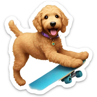 a golden doodle skating sticker