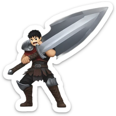 angry berserk guts carrying a huge sword on his shoulder sticker