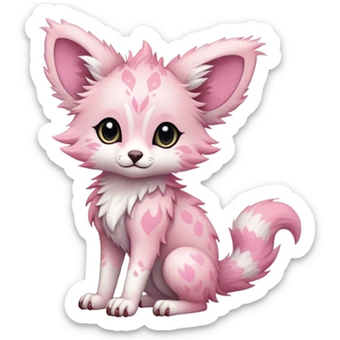 Feral Rare Fantasy cute pastel pink Vernid-Trico-species by LiLaiRa, random markings, tufted ears, full body sticker