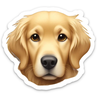 Golden retriever with a warm hay and a cozy jacket sticker