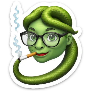 can you create a sneaky bitch SNAKE with big glasses smoking a cigarrette sticker