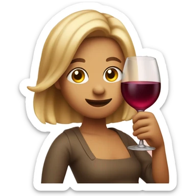 A tipsy ❤️ emoji holding a wine bottle, looking off-balance in a soft, dreamy blur sticker