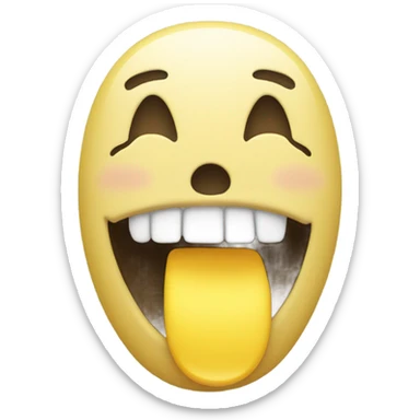 Smiling Emoji with Yellow Bone in its mouth sticker