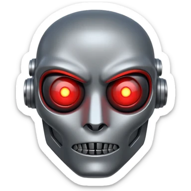 evil robot. Only its head. Low details sticker